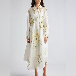 Zimmermann Harmony Linen-Silk Floral Shirtdress